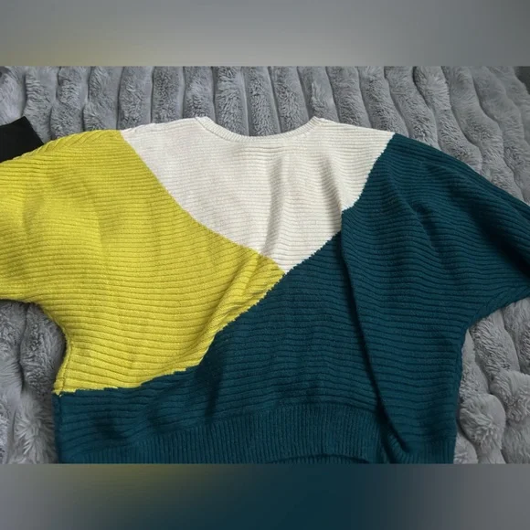 Express Women's Ribbed Cowl Sweater - Cream and Yellow - Picture 6 of 6